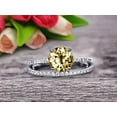thumbnail image 1 of 6mm Round Cut 2 Carat Stacking Matching Band Champagne Diamond Moissanite Engagement Ring Bridal Set Anniversary Gift 10k White Gold, 1 of 5