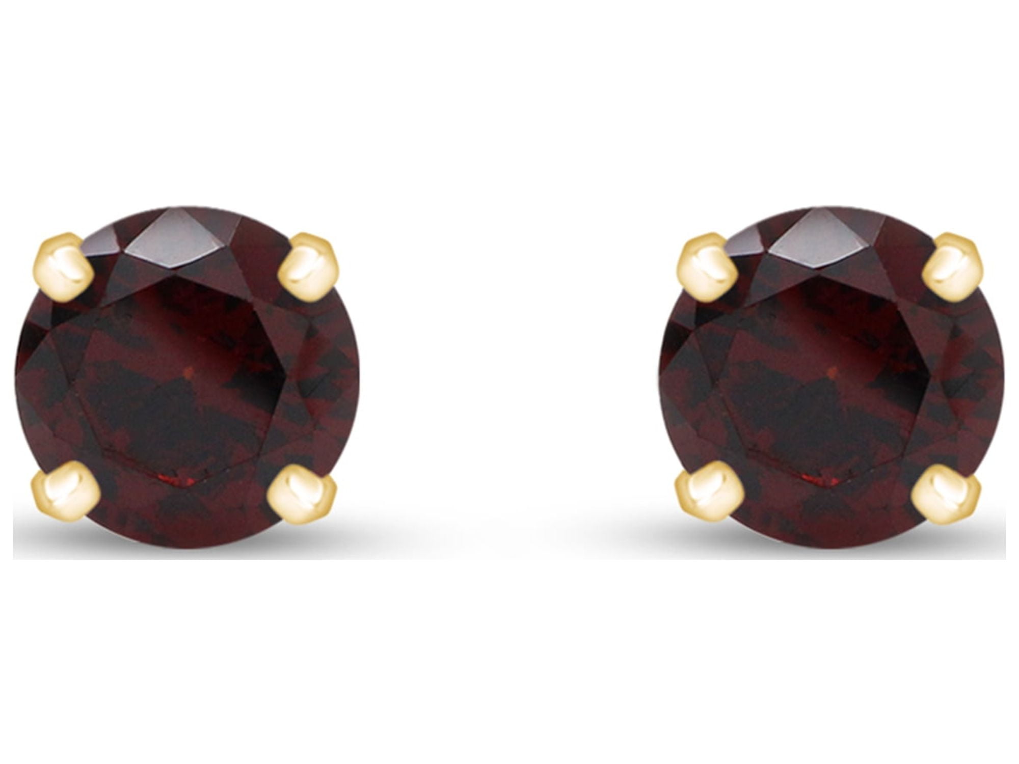 14K Yellow Gold 6mm Round deals Garnet Stud Earrings