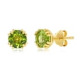 thumbnail image 1 of 6mm Round Gemstone Birthstone Stud Earrings | 14K Gold Plated Sterling Silver Jewelry for Women or Teens-Peridot, 1 of 6