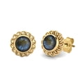 thumbnail image 1 of 6mm Round Labradorite 925 Sterling Silver Gold Vermeil Celtic Knot Women Stud Mother's Day Gift Earrings, 1 of 4