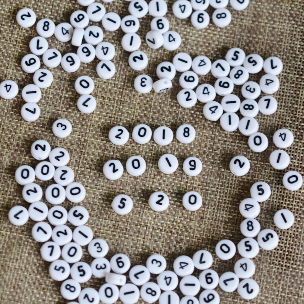 6mm Round Numbers Acrylic Beads 0-9 White DIY Handmade Beads Jewelry Accessories 75g