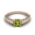 thumbnail image 1 of 6mm Round Peridot 925 Sterling Silver Rose Vermeil Solitaire Accents Valentines Day Gifts Ring, 1 of 3