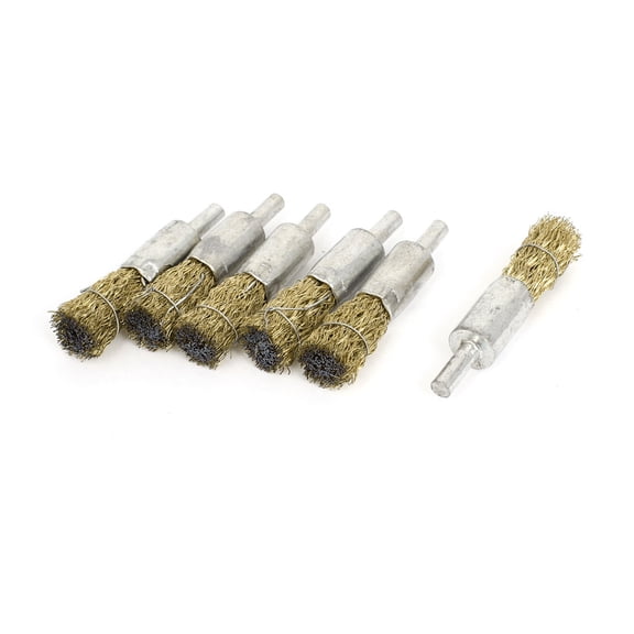 6mm Round Shank Steel Wire Polishing Brushes Pen Rotary Tool 6 Pcs