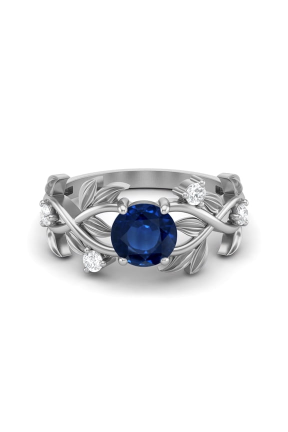 6mm Round Shape Blue Sapphire 925 Silver Solitaire Women Mother's Day Gift Classic Designer Ring