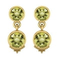 thumbnail image 1 of 6mm Round Shape Lemon Quartz 925 Sterling Silver Gold Vermeil Dangle Valentines Day Gifts Women Earring Bohemian Jewelry, 1 of 4