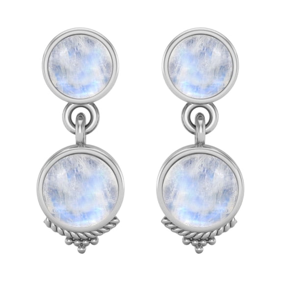 6mm Round Shape Rainbow 925 Sterling Silver Dangle Mother's Day Gift Women Earring Bohemian Jewelry