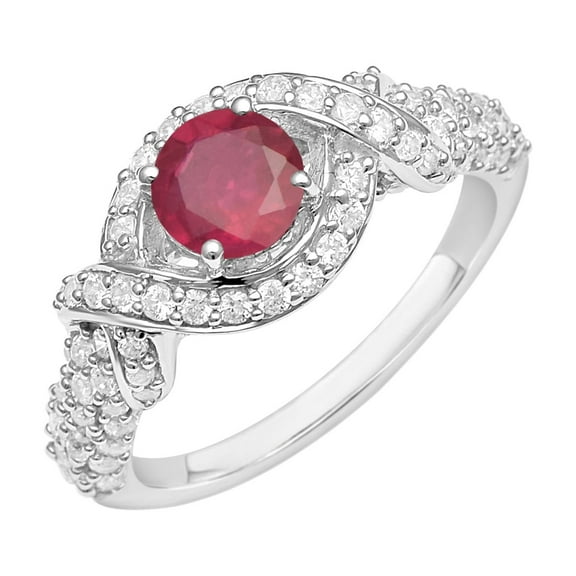 6mm Round Shape Ruby Glass Filled 925 Sterling Silver Solitaire Twisted Anniversary Women Ring