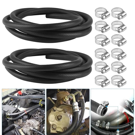6mm Rubber Fuel Hose,Unleaded Petrol Diesel Oil Line Pipe with 12Hose Clamps