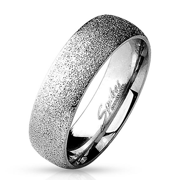 6mm Sand Sparkle Finish Dome Surface 316L Stainless Steel Wedding Band (SIZE: 5)