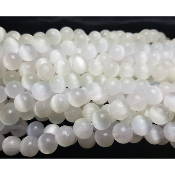 6mm Selenite Crystal Smooth Round Beads 15 Inch Strand Genuine Gemstone Natural Jewelry Making