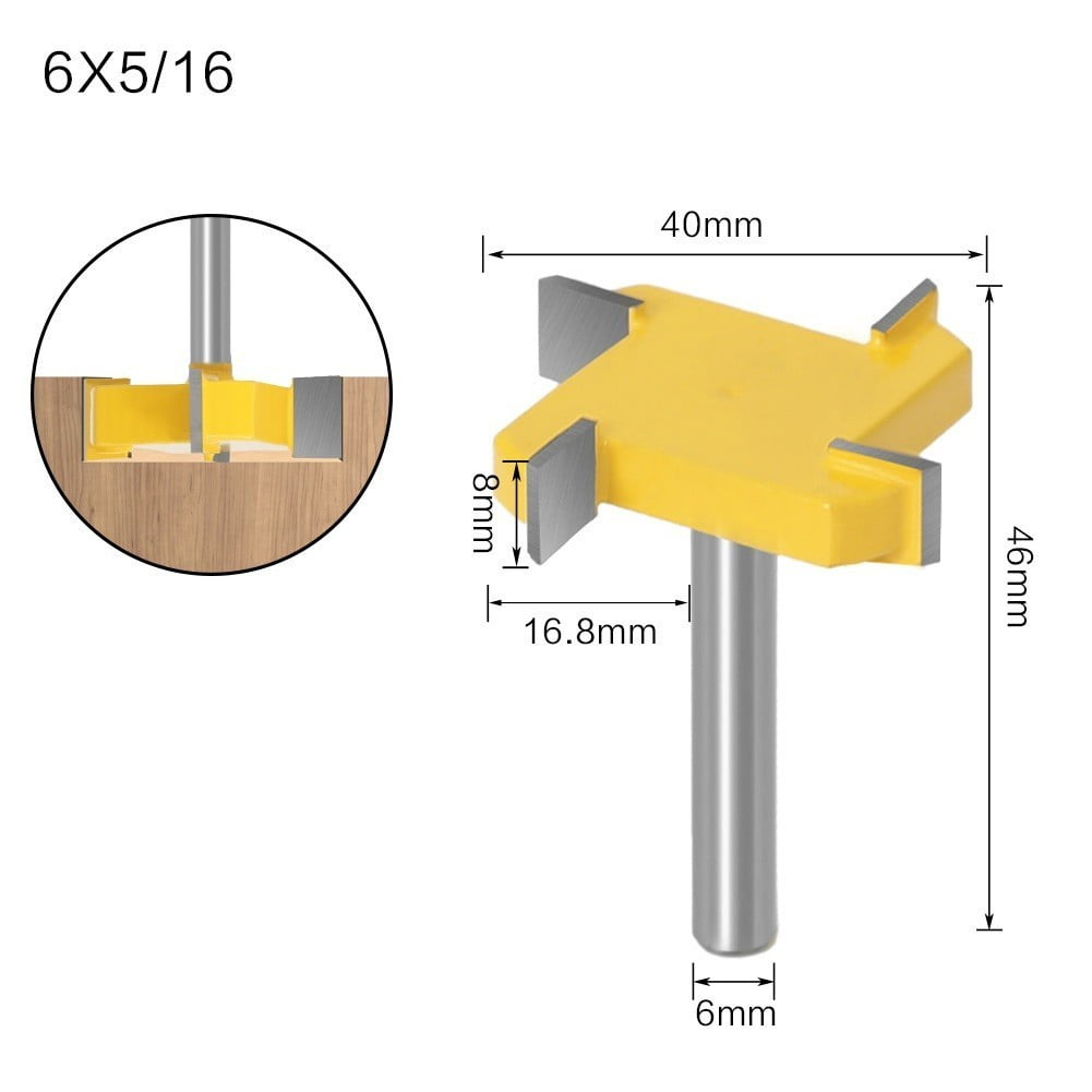 6mm Shank Flush Trim Router Bit for Carpentry, Straight Edge Slotting