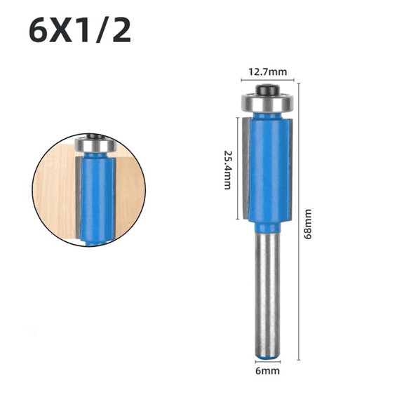 6mm Shank Milling Cutter Flush Trim With Bearing Router Bit Woodworking 6x12.7x25.4