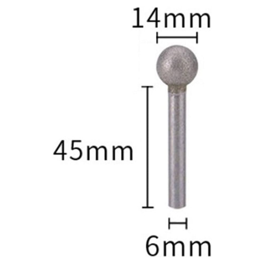 6mm Shank Spherical Head Diamond Grinding Bit Round Ball Burs For Stone Drill