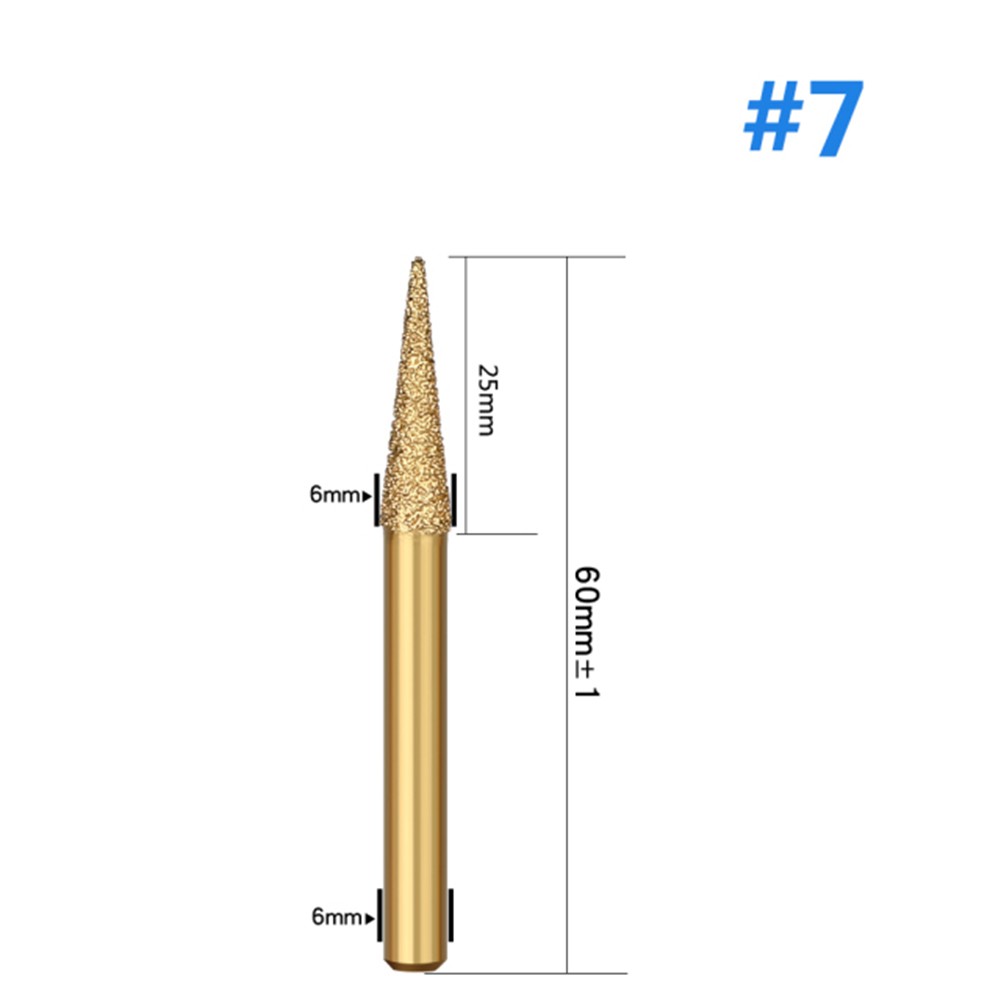 6mm Shank Vacuum Brazed Diamond Burr Head Grinding Rotary File For