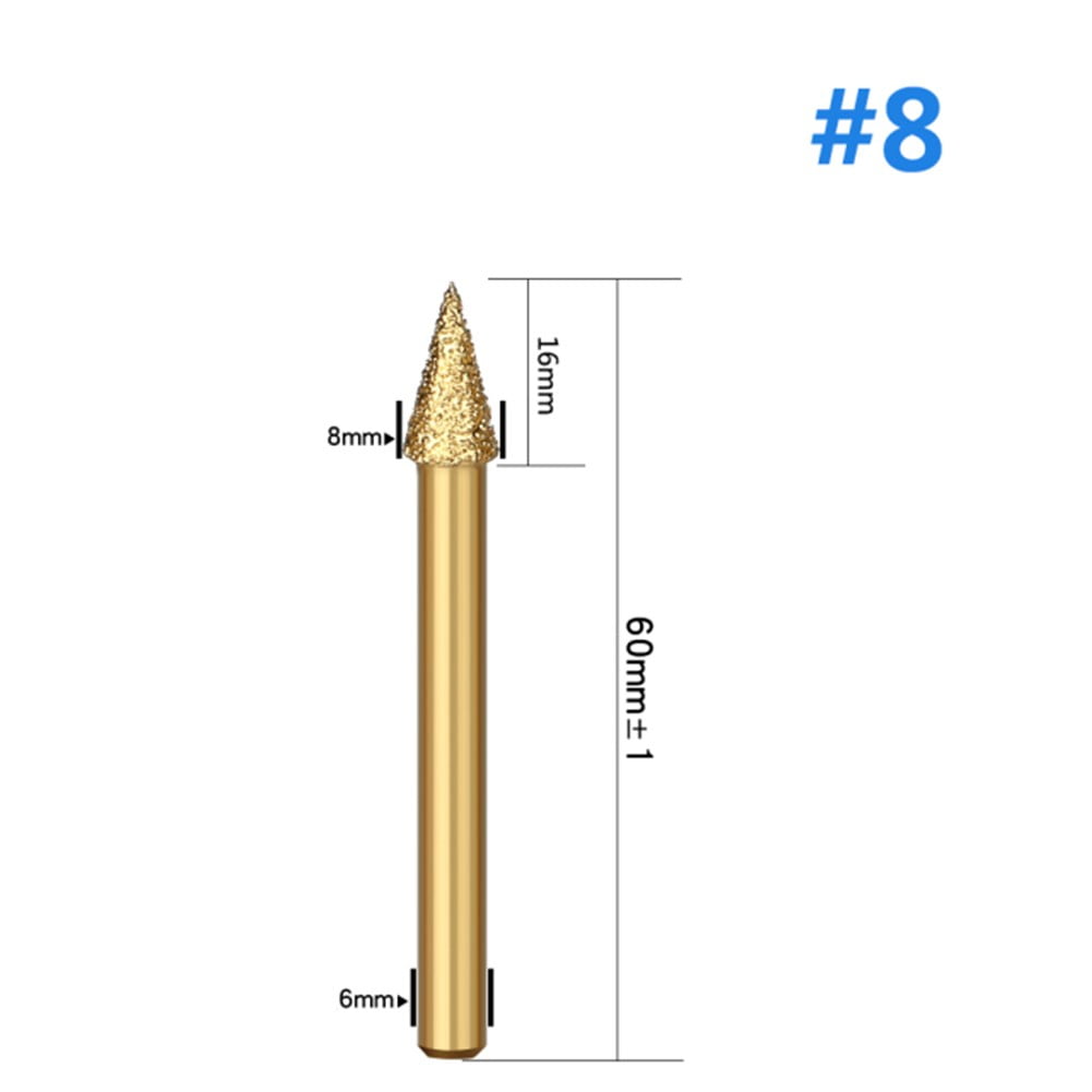 6mm Shank Vacuum Brazed Diamond Burr Head Grinding Rotary File For