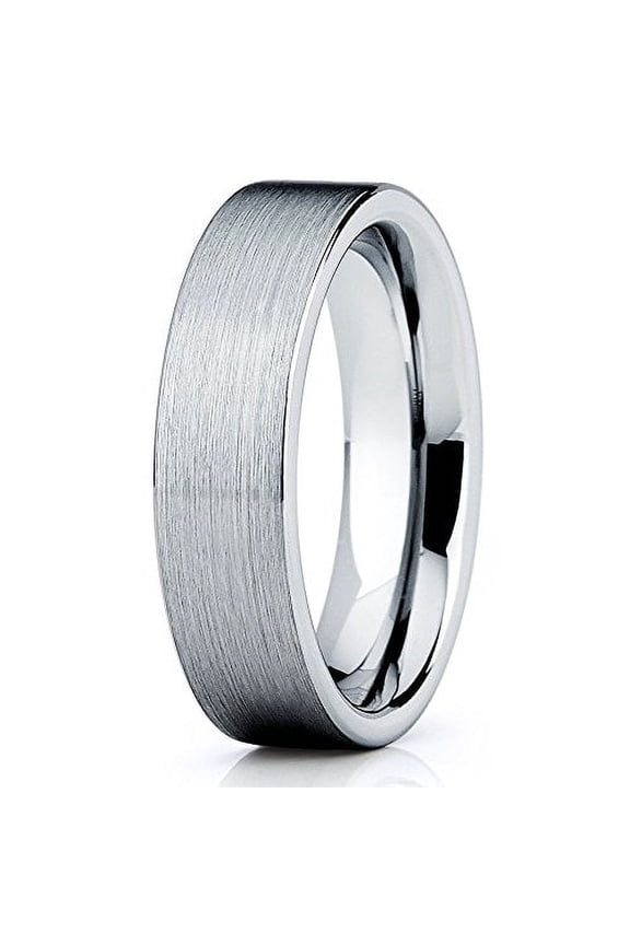 6mm Silver Brushed Tungsten Ring Tungsten Wedding Band Tungsten Carbide Ring