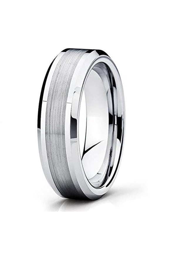 6mm - Silver Tungsten Wedding Band - Tungsten Wedding Band - Tungsten (8.5)