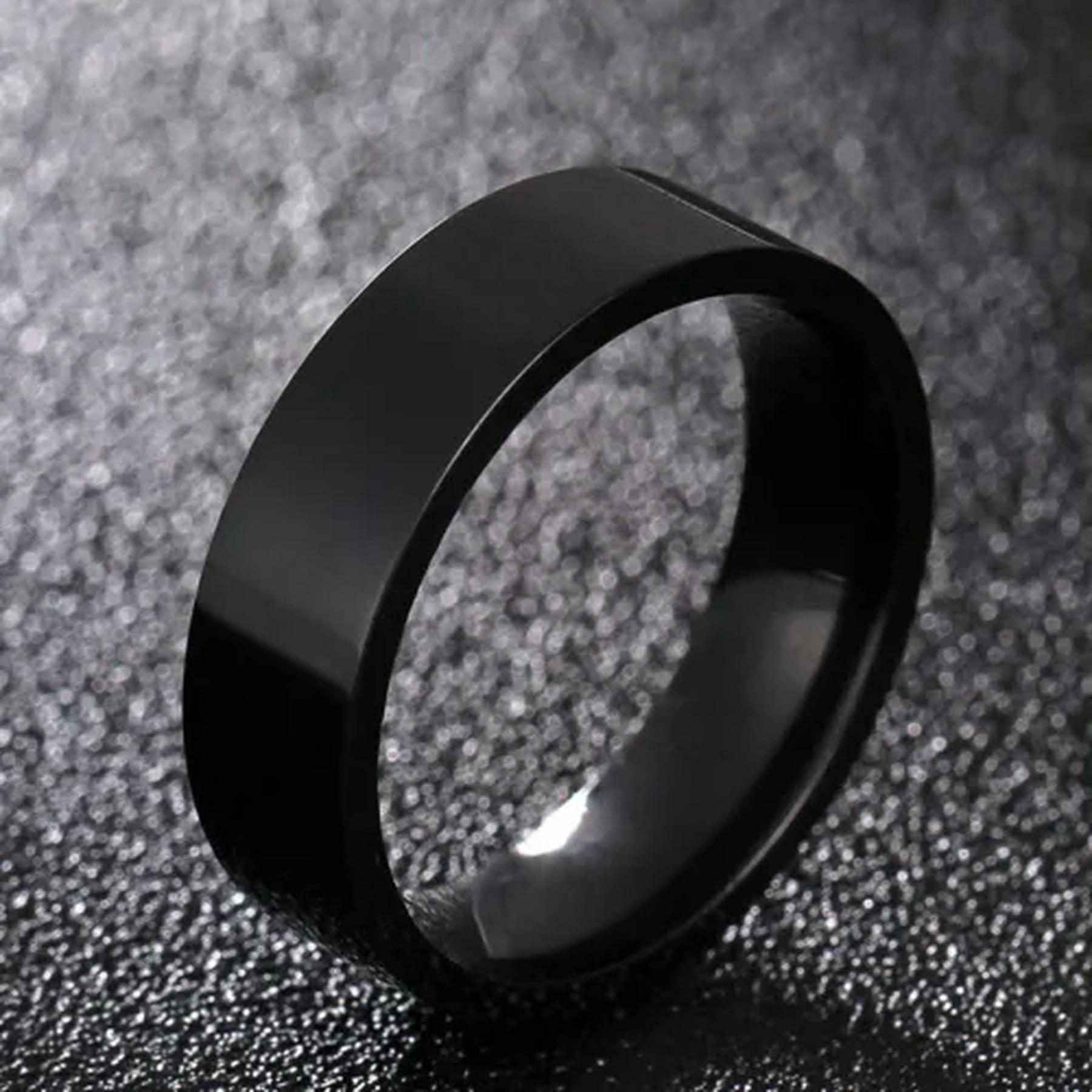 YIKOXI 6MM Frosted Stainless Steel Ring – Black & Gold Dull Polish Wedding Band, Sizes 6-10