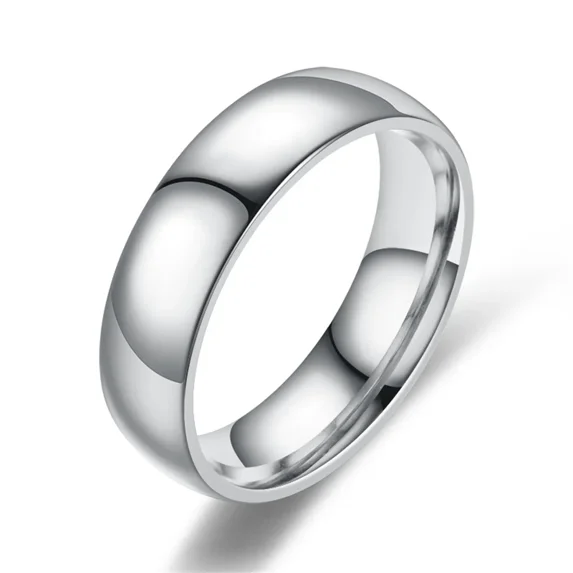 6mm Simple Ring Classic Smooth 14K Yellow Gold Wedding Engagement Rings For Women and Men Jewelry