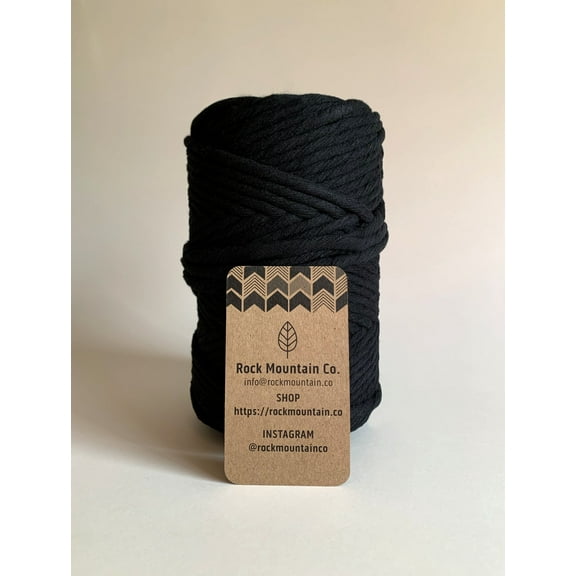 6mm Single Strand Craft Cord Recycled Cotton Macrame String - Black