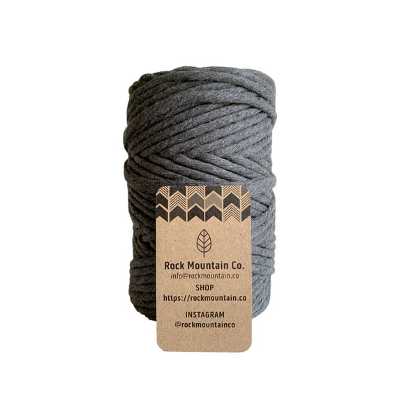 6mm Single Strand Recycled Cotton Macrame String - Dark Gray