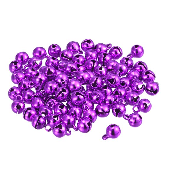 6mm Small Jingle Bells for Craft DIY Christmas Vacuum Plating Purple 80 Pack