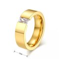 thumbnail image 1 of 6mm Smooth Single CZ Band Men Women's Stainless Steel Gold/Black Ring Size 6-13, 1 of 4