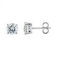 thumbnail image 1 of 6mm Solid 14K White Gold Real Moissanite Round Cut Stud Earrings, 1 of 2