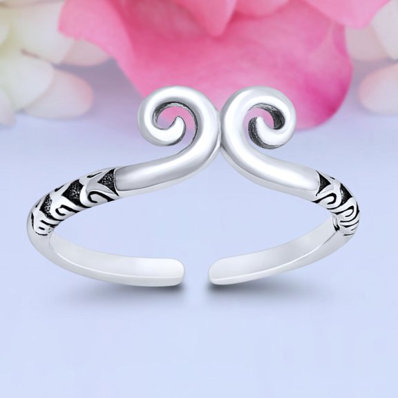 6mm Spiral Toe Band Ring 925 Sterling Silver Thin Adjustable Stylish Rings For Women