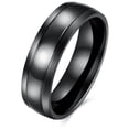 thumbnail image 1 of 6mm Stainless Steel Black Wedding Band Ring Women Men Ginger Lyne Collection, 1 of 7