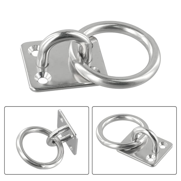 6mm Stainless Steel Marine Eye Plate With Ring (Lashing Tie Down Boat Yacht) Oval Eye Board Marine Deck Buckle Staple Boat Shade