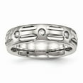 thumbnail image 1 of 6mm Stainless Steel Polished Grooved Cubic Zirconia Ring - Size 6.5, 1 of 2