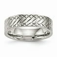 thumbnail image 1 of 6mm Stainless Steel Polished Textured Ring - Size 8, 1 of 2