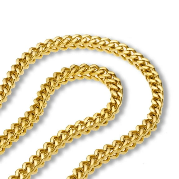 6mm Stainless Steel Silver Chain 18k Gold Plated Chain 18 20 22 24 Inch Franco Link Chain HipHop Necklace(Gold,22)