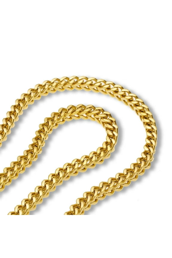 6mm Stainless Steel Silver Chain 18k Gold Plated Chain 18 20 22 24 Inch Franco Link Chain HipHop Necklace(Gold,22)