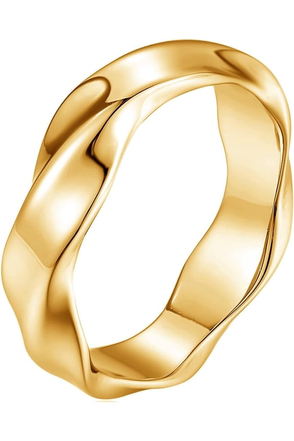 6mm Stainless Steel Simple Plain Twisted Wave Braided Wedding Band Ring