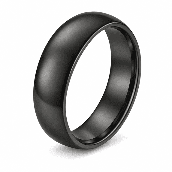 Black 6mm Stainless Steel Wedding Band Ring for Women or Men by Ginger Lyne Size 7