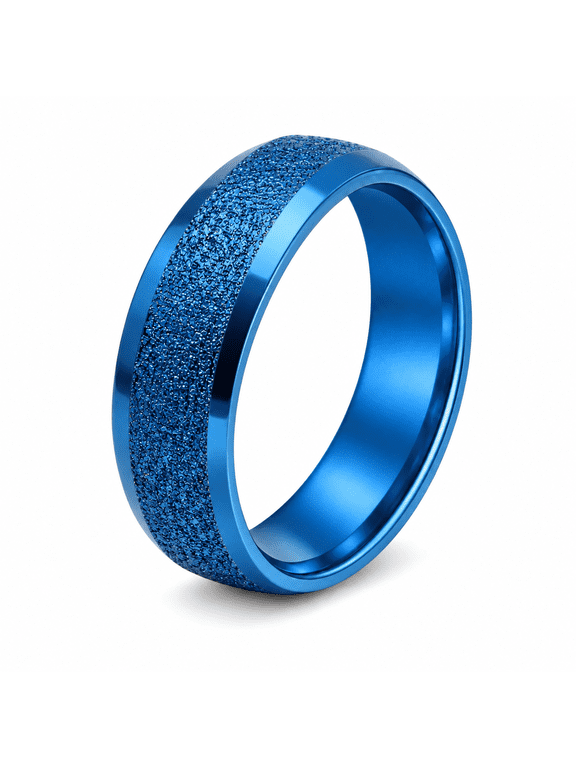 Blue 6mm Stainless Steel Wedding Band Ring Comfort Fit Size 8 for Women and Men by Ginger Lyne