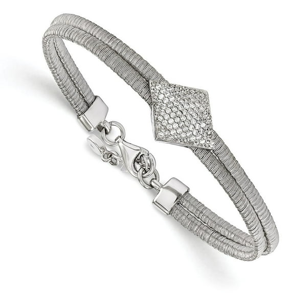 6mm Sterling Silver Cubic Zirconia With 1inch Ext. Bracelet - 7 Inch