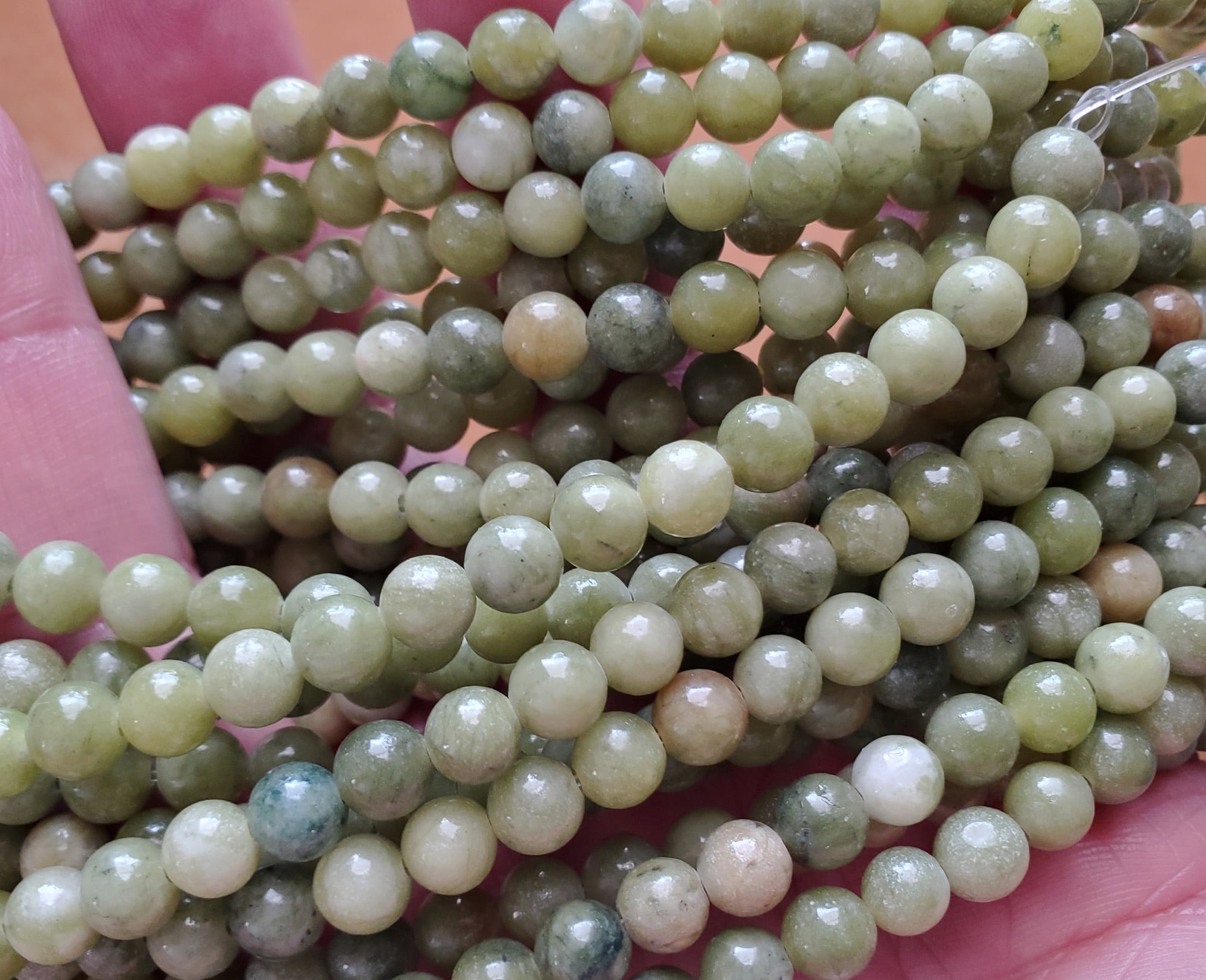 GIFTSJOY 6mm Taiwan Green Jade Round Beads Genuine Gemstone Natural Jewelry Making