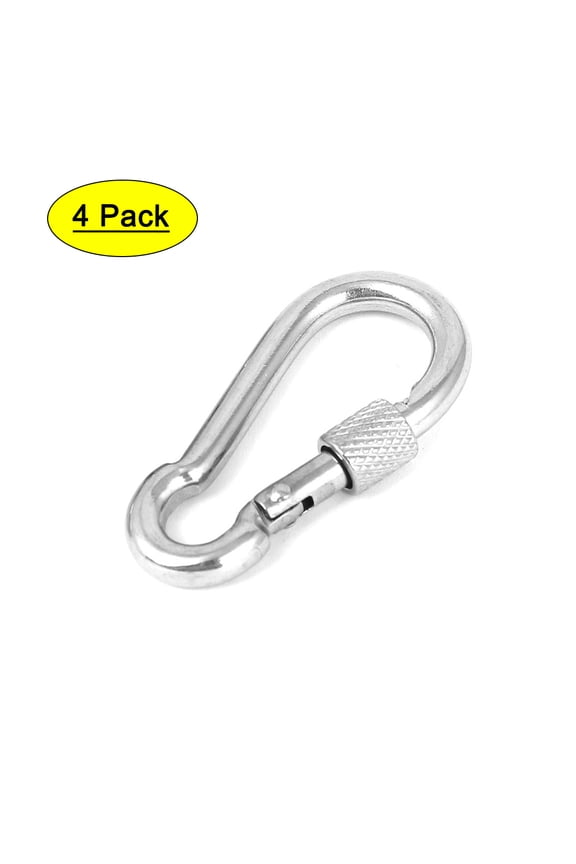 6mm Thickness Screw Lockable Carabiner Hook Clip Keychain 4pcs