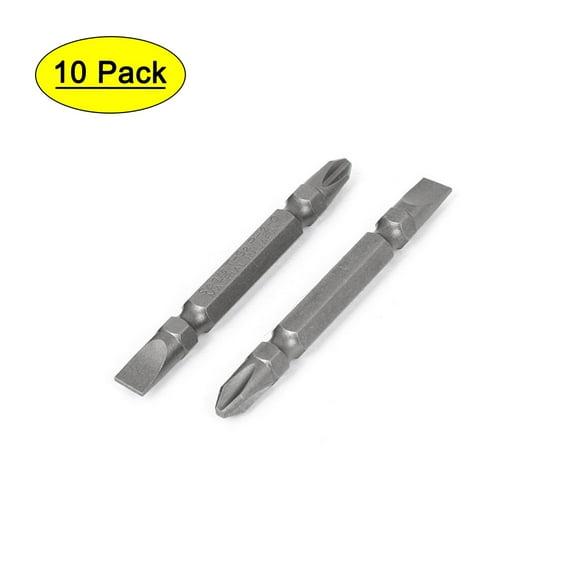6mm Tip Magnetic PH2 Slotted Double End Screwdriver Bits 10pcs