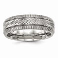 thumbnail image 1 of 6mm Titanium Polished Grooved and Textured Ring - Size 8, 1 of 2