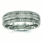 JEWELRYWEB 6mm Titanium Polished Grooved and Textured Ring Size 9 Jewelry for Women