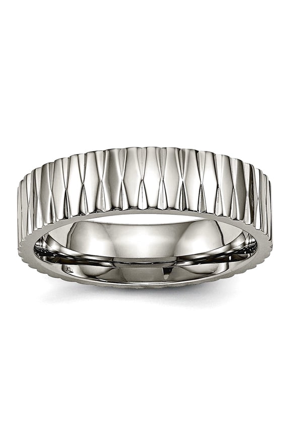 6mm Titanium Polished Textured Ring Size 11 Ring for Women