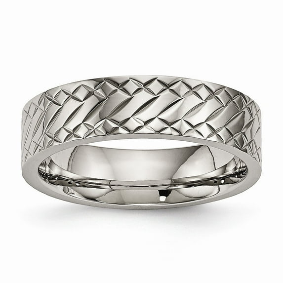 6mm Titanium Polished Textured Ring - Size 12.5