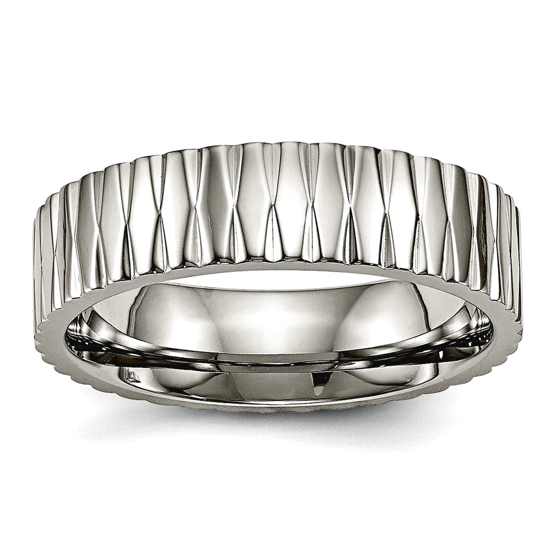 6mm Titanium Polished Textured Ring Size 13 Ring for Women