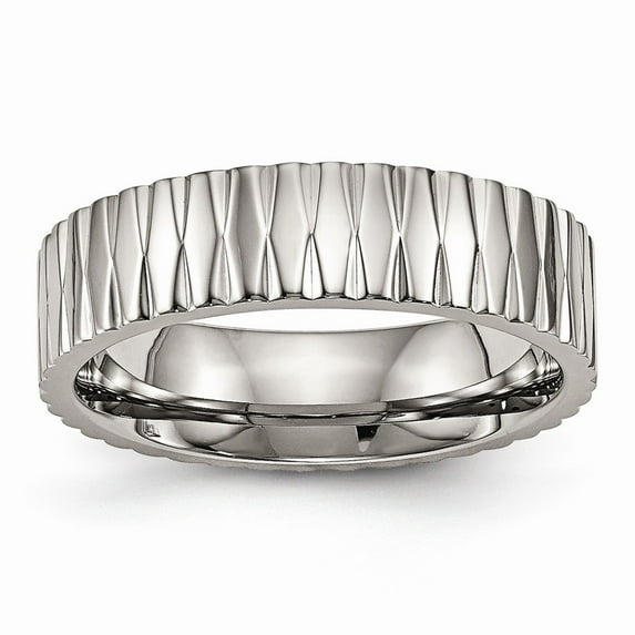 6mm Titanium Polished Textured Ring - Size 13