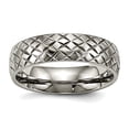 thumbnail image 1 of 6mm Titanium Polished Textured Ring Size 7.5 Ring for Women, 1 of 2