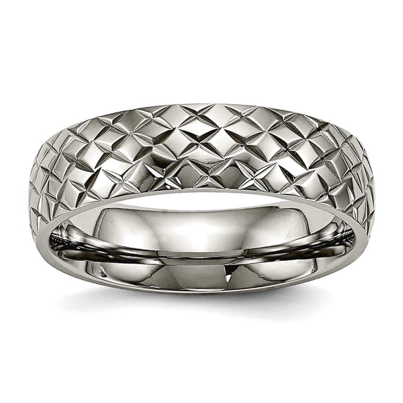 6mm Titanium Polished Textured Ring Size 7.5 Ring for Women